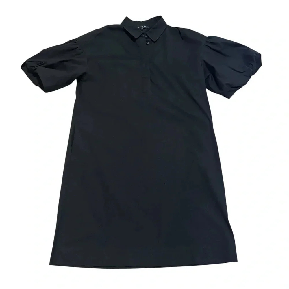Lafayette 148 New York Black short sleeve dress size small puff sleeve buttons - Picture 1 of 6